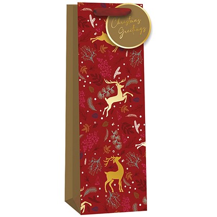 Christmas Reindeer Bottle Gift Bag Pack of 6