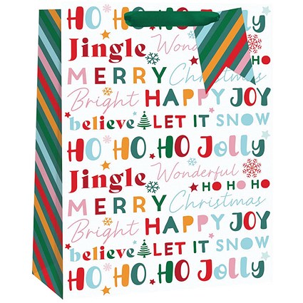 Christmas Jolly Text Gift Bag Extra Large Pack of 6