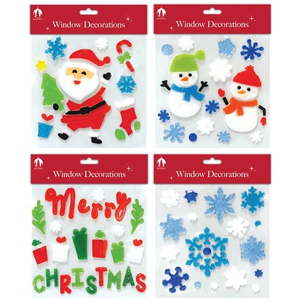 Christmas Home Decoration Window Gels Square Pack of 24