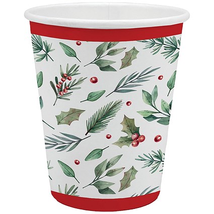 Traditional Christmas Party Paper Cups x6 Pack of 12