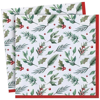 Traditional Christmas Party Paper Napkins x20 Pack of 12