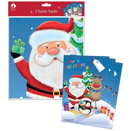 Christmas Plush Santa Sacks PVC x3 Pack of 12