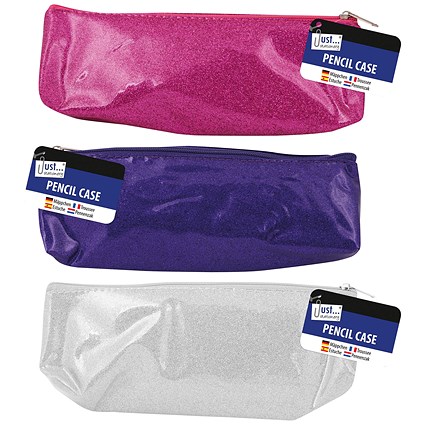 Just Stationery Glitter Pencil Case 20cm (Pack of 12)