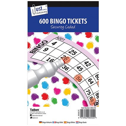 Just Stationery Jumbo Bingo Tickets 21 x 12cm (Pack of 12)