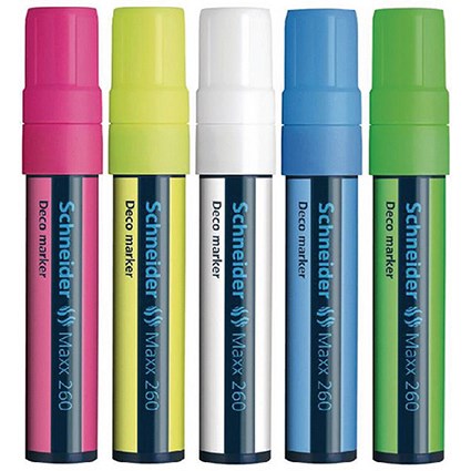 Schneider Deco Liquid Chalk Marker / Chisel Tip 260 / Assorted Colours / Pack of 5