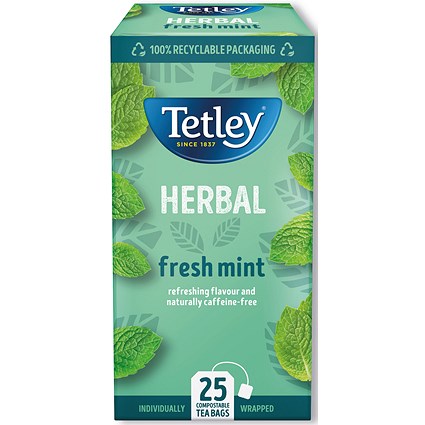 Tetley Fresh Mint Herbal Tea, Pack of 25