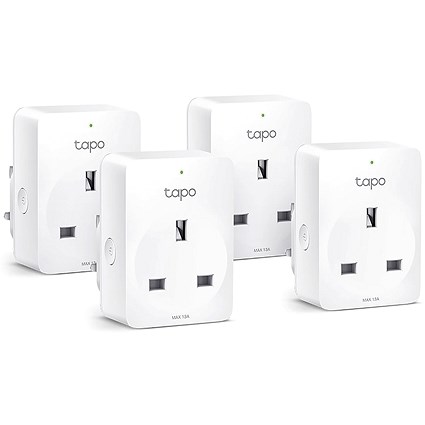 TP-Link Tapo P100 Mini Smart Wi-Fi Plug, White, Pack of 4