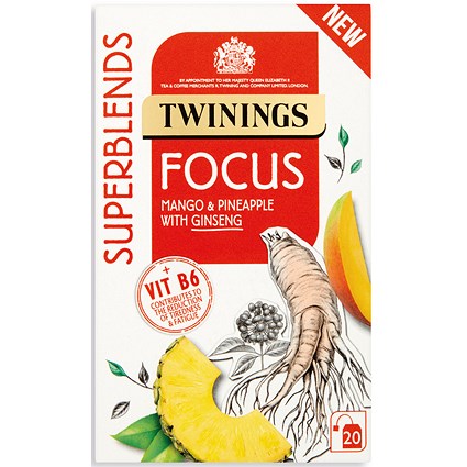 Twinings SuperBlends Focus Herbal Tea, Pack of 20 Twinings SuperBlends Focus Herbal Tea, Pack of 20