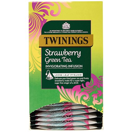 Twinings Strawberry Green Tea Mesh Pyramid Enveloped Tea Bags, Pack of 15 Twinings Strawberry Green Tea Mesh Pyramid Enveloped Tea Bags, Pack of 15