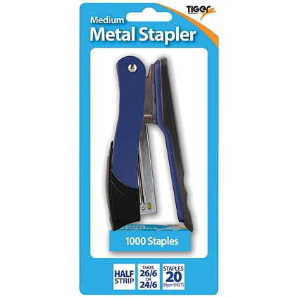 Tiger Half Strip Metal Stapler + Staples Ast Pack of 6