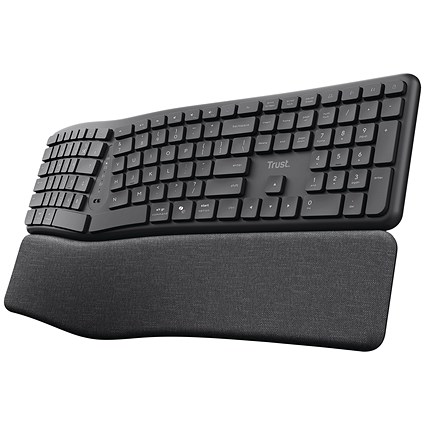 Trust Keyra Ergonomic Multidevice Wireless Keyboard, Black
