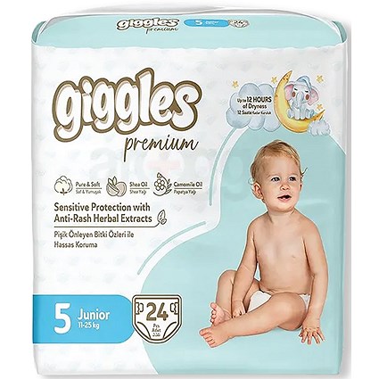Giggles Junior Nappies 11-25kg Twinpack (Pack of 24)