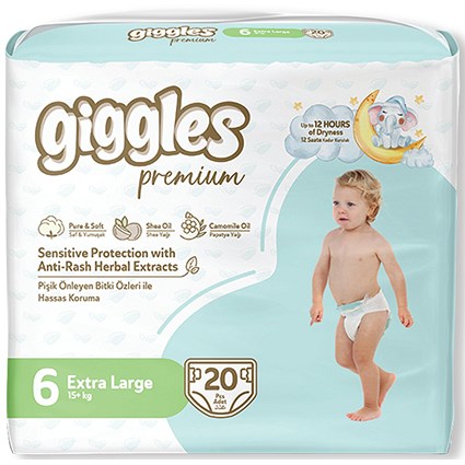 Giggles XL Nappies 15+kg Twinpack (Pack of 20)