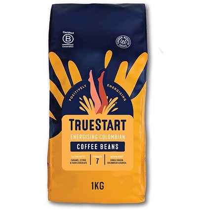 TrueStart Energising Colombian Coffee Beans, 1kg Bag TrueStart Energising Colombian Coffee Beans, 1kg Bag