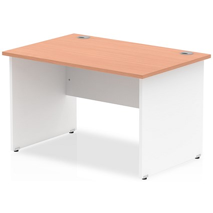 Impulse 1200mm Two-Tone Rectangular Desk, White Panel End Leg, Beech