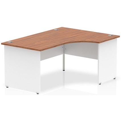 Impulse 1600mm Two-Tone Corner Desk, Right Hand, White Panel End Leg, Walnut