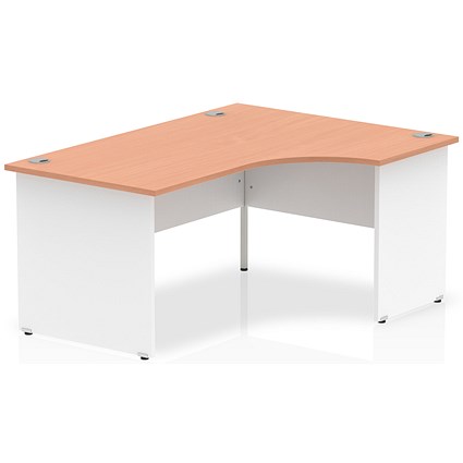 Impulse 1600mm Two-Tone Corner Desk, Right Hand, White Panel End Leg, Beech