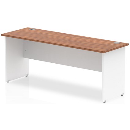 Impulse 1800mm Two-Tone Slim Rectangular Desk, White Panel End Leg, Walnut