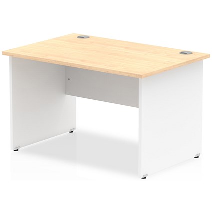 Impulse 1200mm Two-Tone Rectangular Desk, White Panel End Leg, Maple