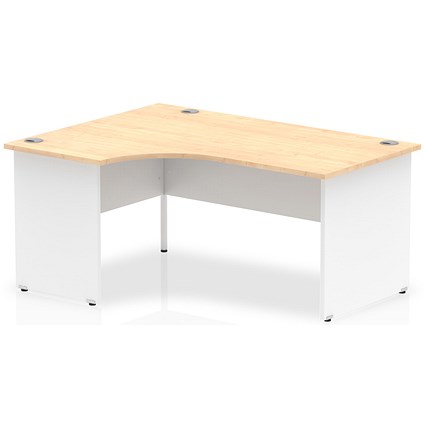 Impulse 1600mm Two-Tone Corner Desk, Left Hand, White Panel End Leg, Maple