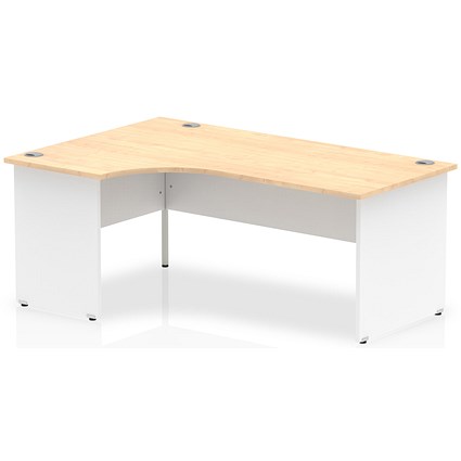 Impulse 1800mm Two-Tone Corner Desk, Left Hand, White Panel End Leg, Maple