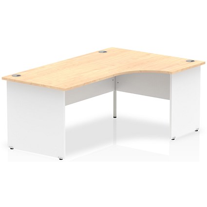 Impulse 1800mm Two-Tone Corner Desk, Right Hand, White Panel End Leg, Maple