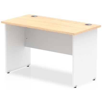 Impulse 800mm Two-Tone Slim Rectangular Desk, White Panel End Leg, Maple