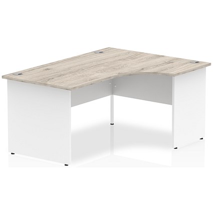 Impulse 1600mm Two-Tone Corner Desk, Right Hand, White Panel End Leg, Grey Oak Impulse 1600mm Two-Tone Corner Desk, Right Hand, White Panel End Leg, Grey Oak
