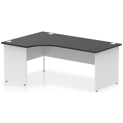Impulse 1800mm Two-Tone Corner Desk, Left Hand, White Panel End Leg, Black Impulse 1800mm Two-Tone Corner Desk, Left Hand, White Panel End Leg, Black