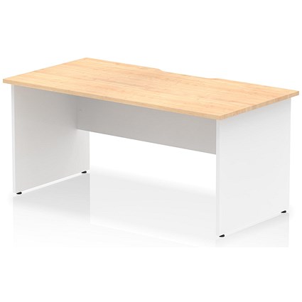 Impulse 1600mm Two-Tone Scalloped Edge Rectangular Desk, White Panel End Legs, Maple