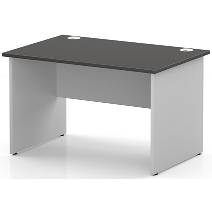 Impulse Two-Tone 1200mm Rectangular Desk, White Panel End Leg, Carbon Grey