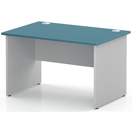 Impulse Two-Tone 1200mm Rectangular Desk, White Panel End Leg, Dark Teal