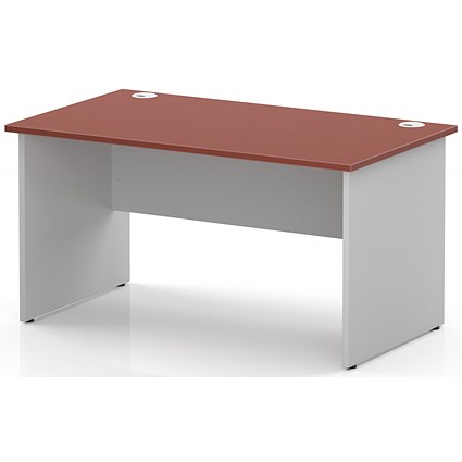 Impulse Two-Tone 1400mm Rectangular Desk, White Panel End Leg, Brick Red