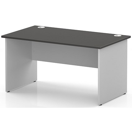 Impulse Two-Tone 1400mm Rectangular Desk, White Panel End Leg, Carbon Grey