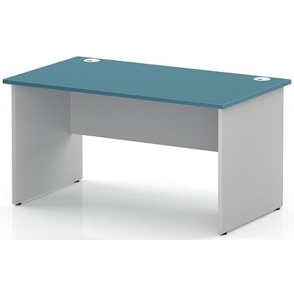 Impulse Two-Tone 1400mm Rectangular Desk, White Panel End Leg, Dark Teal