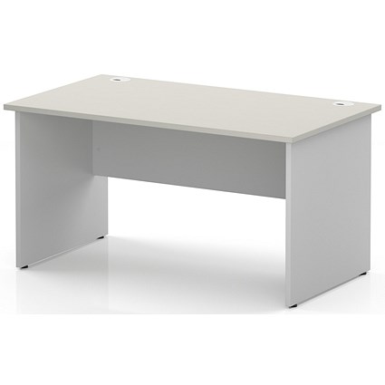 Impulse Two-Tone 1400mm Rectangular Desk, White Panel End Leg, Dove Grey