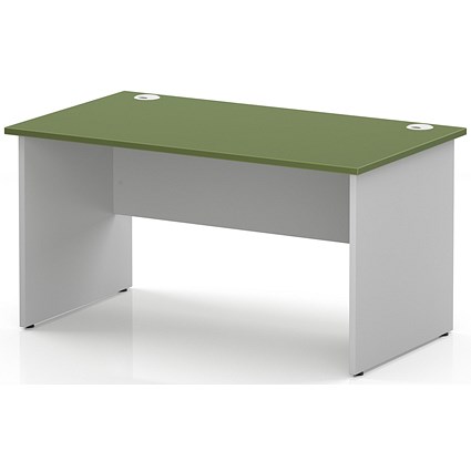 Impulse Two-Tone 1400mm Rectangular Desk, White Panel End Leg, Moss Green