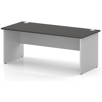 Impulse Two-Tone 1800mm Rectangular Desk, White Panel End Leg, Carbon Grey