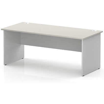 Impulse Two-Tone 1800mm Rectangular Desk, White Panel End Leg, Dove Grey