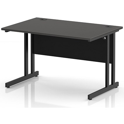 Impulse 1200mm Rectangular Desk, Black Cantilever Leg and Modesty Panel, Carbon Grey