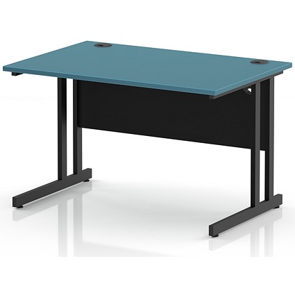 Impulse 1200mm Rectangular Desk, Black Cantilever Leg and Modesty Panel, Dark Teal