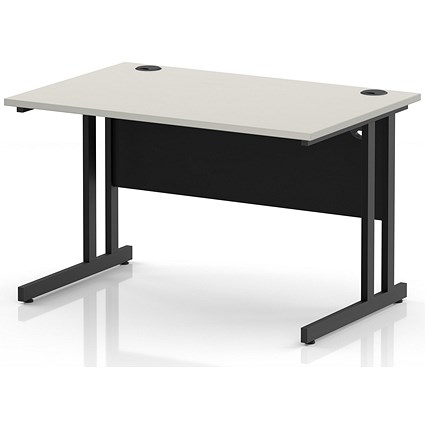 Impulse 1200mm Rectangular Desk, Black Cantilever Leg and Modesty Panel, Dove Grey