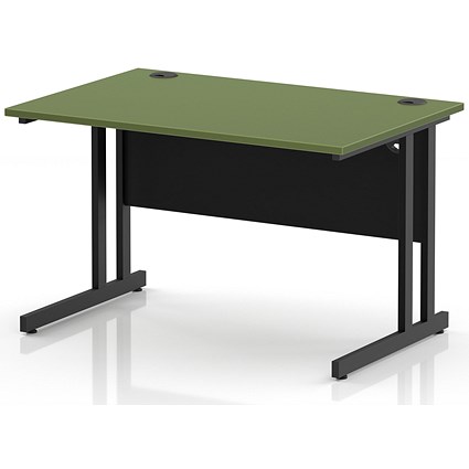 Impulse 1200mm Rectangular Desk, Black Cantilever Leg and Modesty Panel, Moss Green