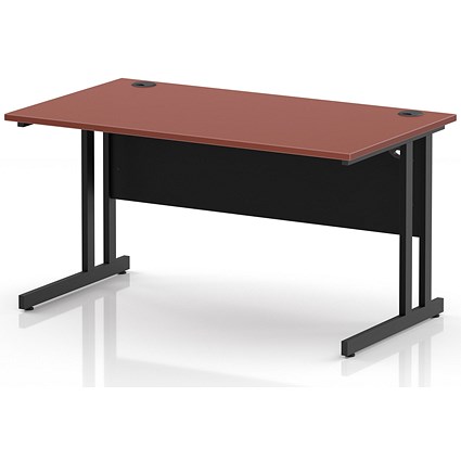 Impulse 1400mm Rectangular Desk, Black Cantilever Leg and Modesty Panel, Brick Red