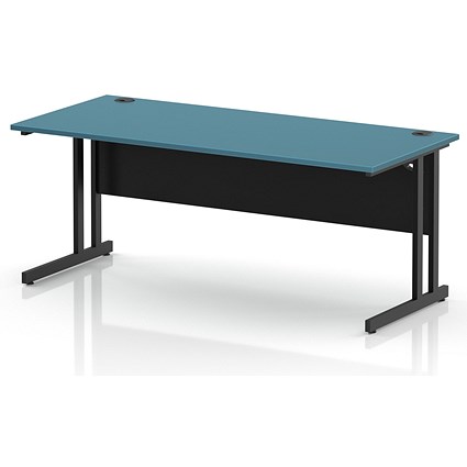 Impulse 1800mm Rectangular Desk, Black Cantilever Leg and Modesty Panel, Dark Teal