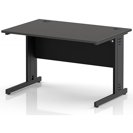 Impulse 1200mm Rectangular Desk, Black Cable Managed Leg and Modesty Panel, Carbon Grey