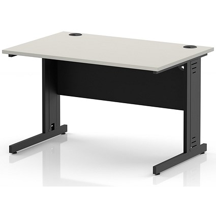 Impulse 1200mm Rectangular Desk, Black Cable Managed Leg and Modesty Panel, Dove Grey