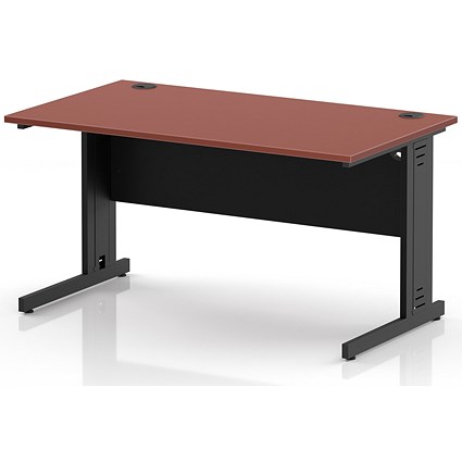 Impulse 1400mm Rectangular Desk, Black Cable Managed Leg and Modesty Panel, Brick Red