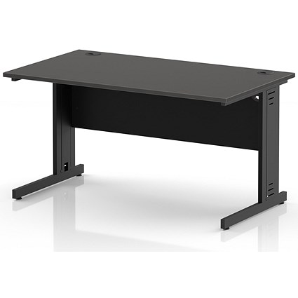 Impulse 1400mm Rectangular Desk, Black Cable Managed Leg and Modesty Panel, Carbon Grey