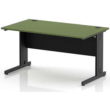 Impulse 1400mm Rectangular Desk, Black Cable Managed Leg and Modesty Panel, Moss Green